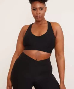 Wolven Recycled Racerback Bra - Onyx