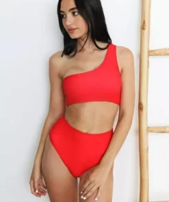 Wolven Swim Reversible High-Waisted Recycled Bikini Bottom - Santorini