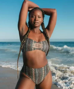 Wolven Recycled Bandeau Swimsuit Top - Zephyr 8 Wolven Recycled Bandeau Swimsuit Top - Zephyr