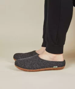 Kyrgies Best Sellers Women's Molded Sole Low Back Wool Slippers - Charcoal