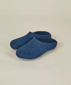 Kyrgies Women's Classic Sole Low Back Wool Slippers - Navy Best Sellers