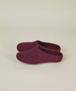 Kyrgies Women's Classic Sole Low Back Wool Slippers - Plum