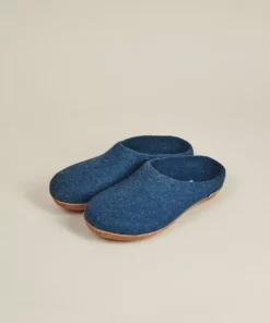 Kyrgies Best Sellers Women's Molded Sole Low Back Wool Slippers - Navy