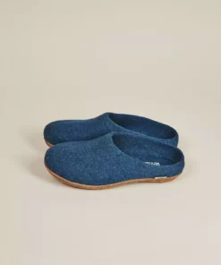 Kyrgies Best Sellers Women's Molded Sole Low Back Wool Slippers - Navy