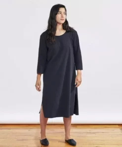 Coyuchi Pajamas + Loungewear Solstice Nightgown - Deep Graphite