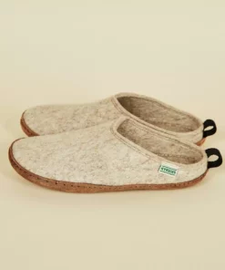 Kyrgies Women's Wool Slipper Slides - Oatmeal 7 Kyrgies Women's Wool Slipper Slides - Oatmeal