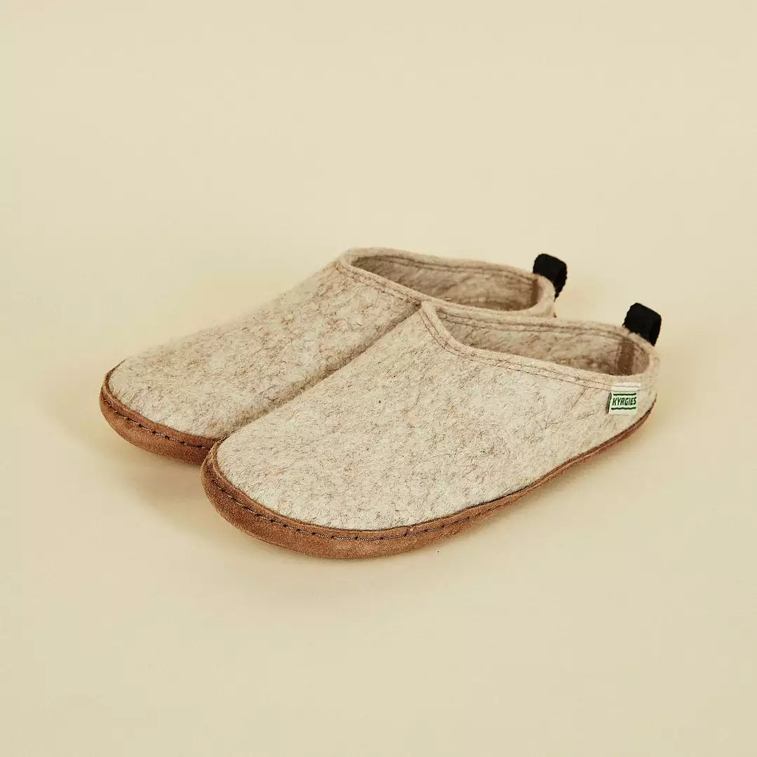 Kyrgies Women's Wool Slipper Slides - Oatmeal 1 Kyrgies Women's Wool Slipper Slides - Oatmeal