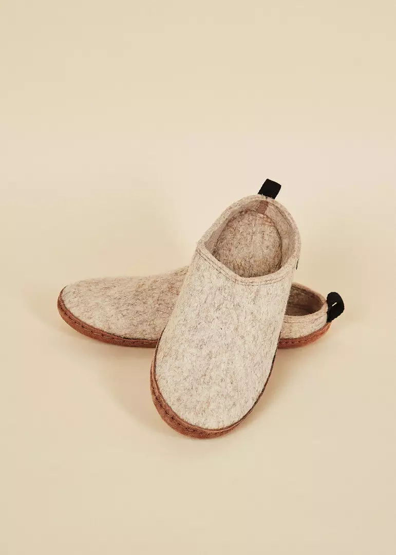 Kyrgies Women's Wool Slipper Slides - Oatmeal 2 Kyrgies Women's Wool Slipper Slides - Oatmeal