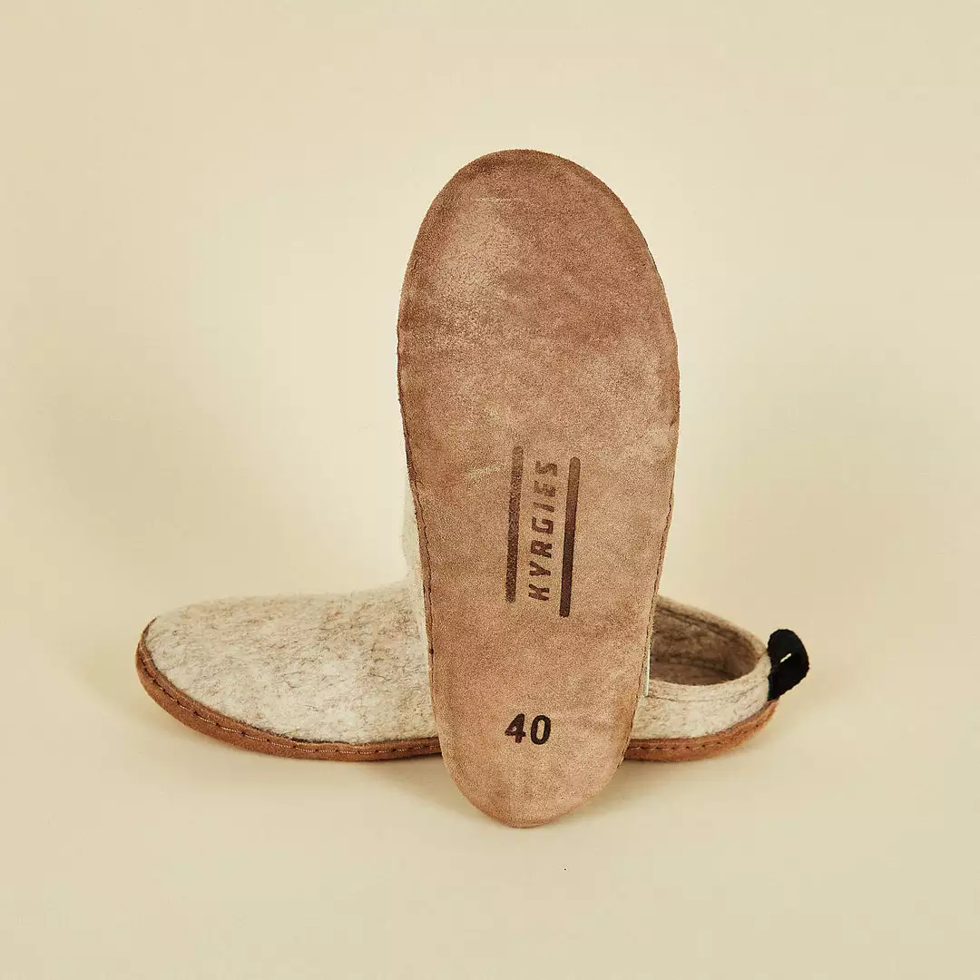 Kyrgies Women's Wool Slipper Slides - Oatmeal 3 Kyrgies Women's Wool Slipper Slides - Oatmeal