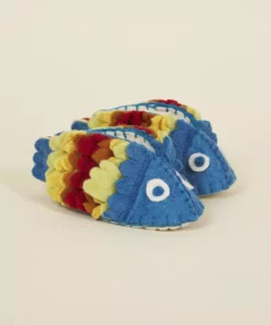 Silk Road Bazaar Wool Baby Booties - Fish