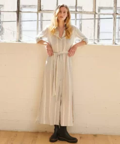 WVN Striped Shirt Maxi Dress