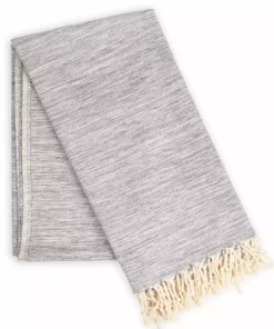 Hilana: Upcycled Cotton Yalova Upcycled Marbled Turkish Towel / Blanket - Blue