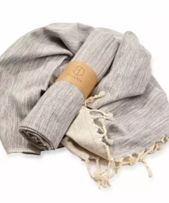 Hilana: Upcycled Cotton Yalova Upcycled Marbled Turkish Towel / Blanket - Blue