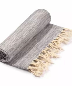 Hilana: Upcycled Cotton Yalova Upcycled Marbled Turkish Towel / Blanket - Blue