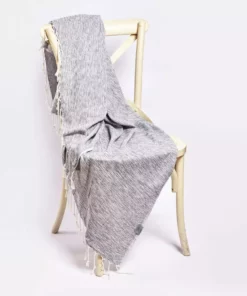 Hilana: Upcycled Cotton Yalova Upcycled Marbled Turkish Towel / Blanket - Blue