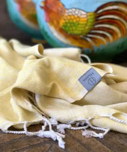 Hilana: Upcycled Cotton Yalova Upcycled Marbled Turkish Towel / Blanket - Yellow Best Sellers 14 Hilana: Upcycled Cotton Yalova Upcycled Marbled Turkish Towel / Blanket - Yellow Best Sellers