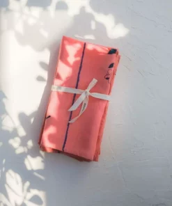 Soil To Studio Kitchen + Dining Zeenat Linen Napkin Set - Flamingo Pink